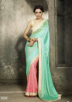 Teal & Pink Most Elegant Designer Saree