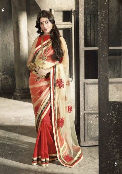 Red & Cream Most Elegant Designer Saree