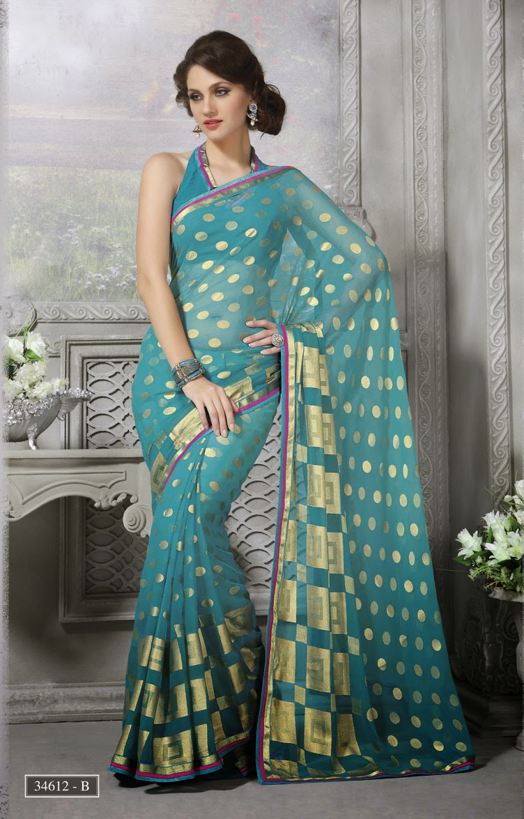 Blue Designer Georgette Saree | AalayaaOnline