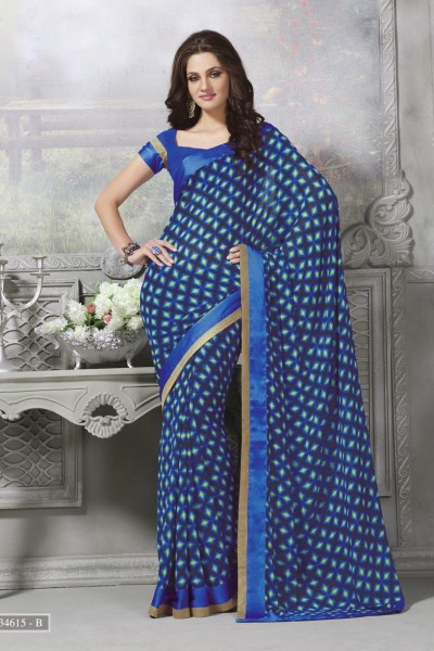 Blue Designer Georgette Saree 1