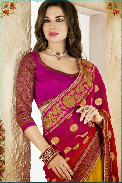 Magenta Party Wear Georgette Saree