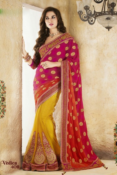 Magenta Party Wear Georgette Saree 1