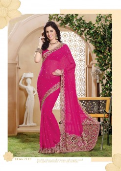 Pink Festive Designer Saree with Cutwork Edging