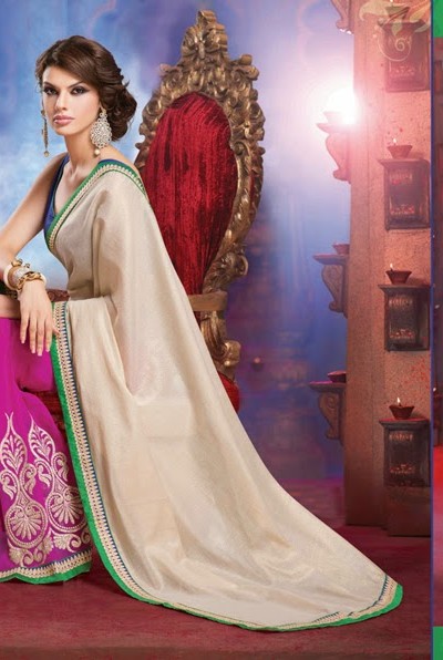 Off White & Purple Alluring beautiful Designer Saree 1