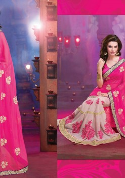 Pink & Cream Alluring beautiful Designer Saree