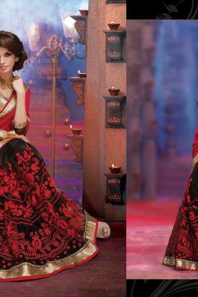 Black & Red Alluring beautiful Designer Saree 1