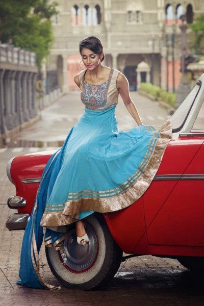 Light Blue Charming Diva Long Anarkali Designer Party-Wear 1
