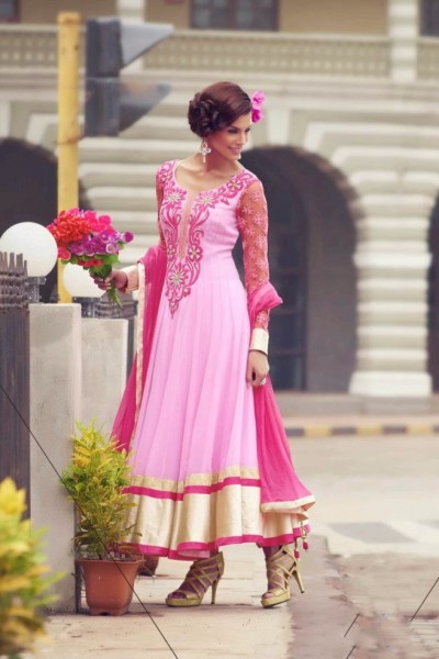 Pink & Magenta Charming Diva Long Anarkali Designer Party-Wear 1