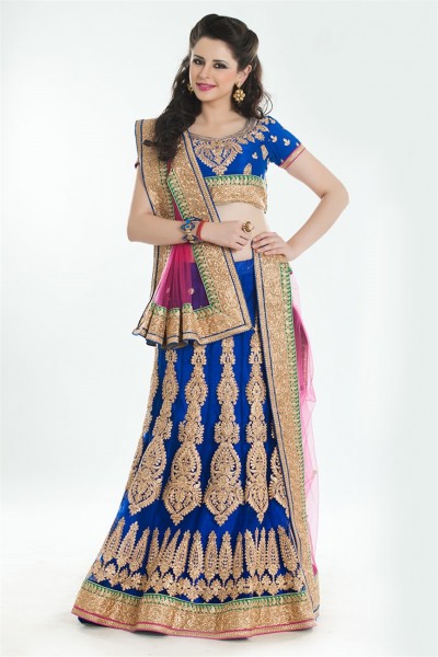 Exclusive Blue Lehenga Choli With Badla Work 1