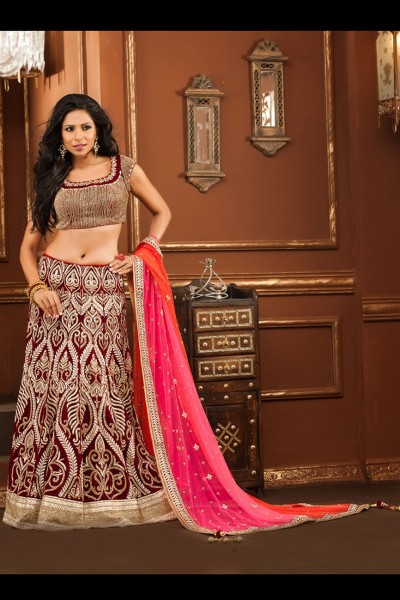 Glamorous Maroon Lehenga Choli With Heavy Work 1