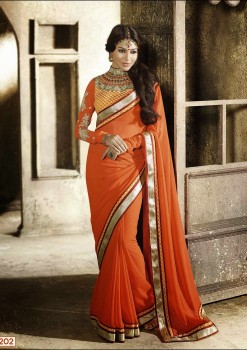 Orange Most Elegant Designer Saree