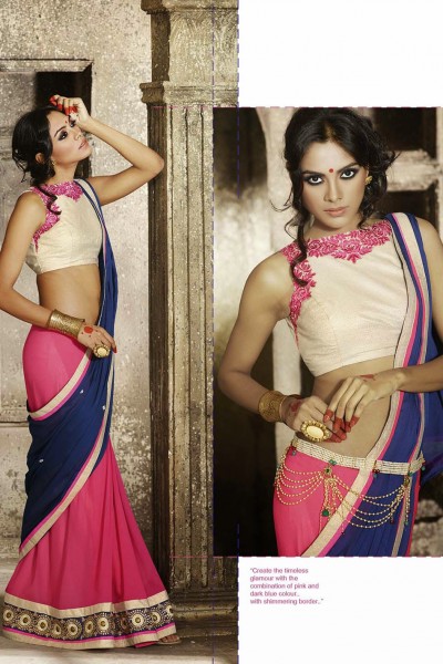 Magenta & Blue Most Elegant Designer Saree