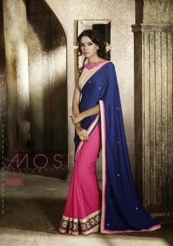 Magenta & Blue Most Elegant Designer Saree