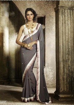 Grey & Silver Most Elegant Designer Saree