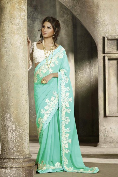 Teal Most Elegant Designer Saree 1