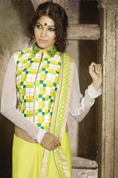 Lime Green Most Elegant Designer Saree