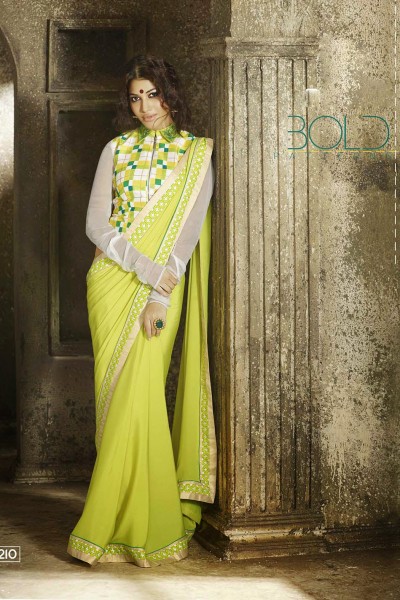 Lime Green Most Elegant Designer Saree 1