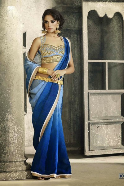 Royal Blue Most Elegant Designer Saree 1