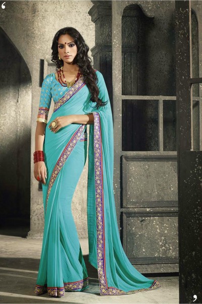 Light Blue Most Elegant Designer Saree 1