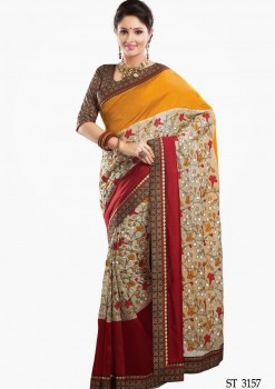 Orchid Premium Dupion Designer Silk Saree