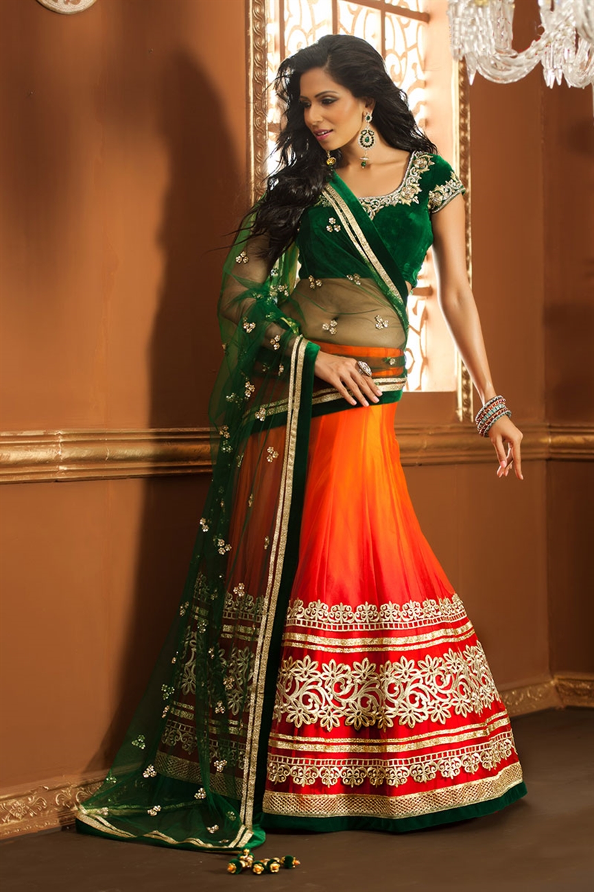 Perfect for Wedding Functions Silk Readymade Lehenga Choli In Dark Green  Color