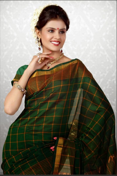 Green & Mustard Pure Silk Cotton Saree