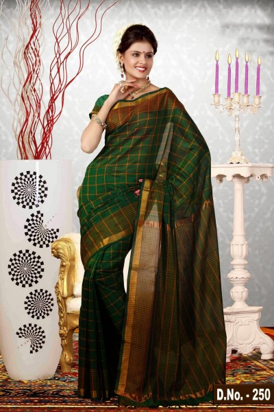 Green & Mustard Pure Silk Cotton Saree 1